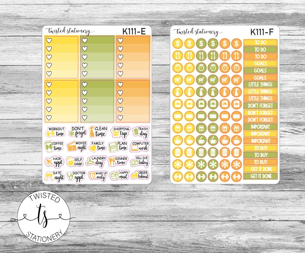 Sunflowers in Autumn Weekly Kit Stickers, Planner Stickers, Scrapbooking, Bullet Journals, No White Space Kit, Vertical Planner Stickers