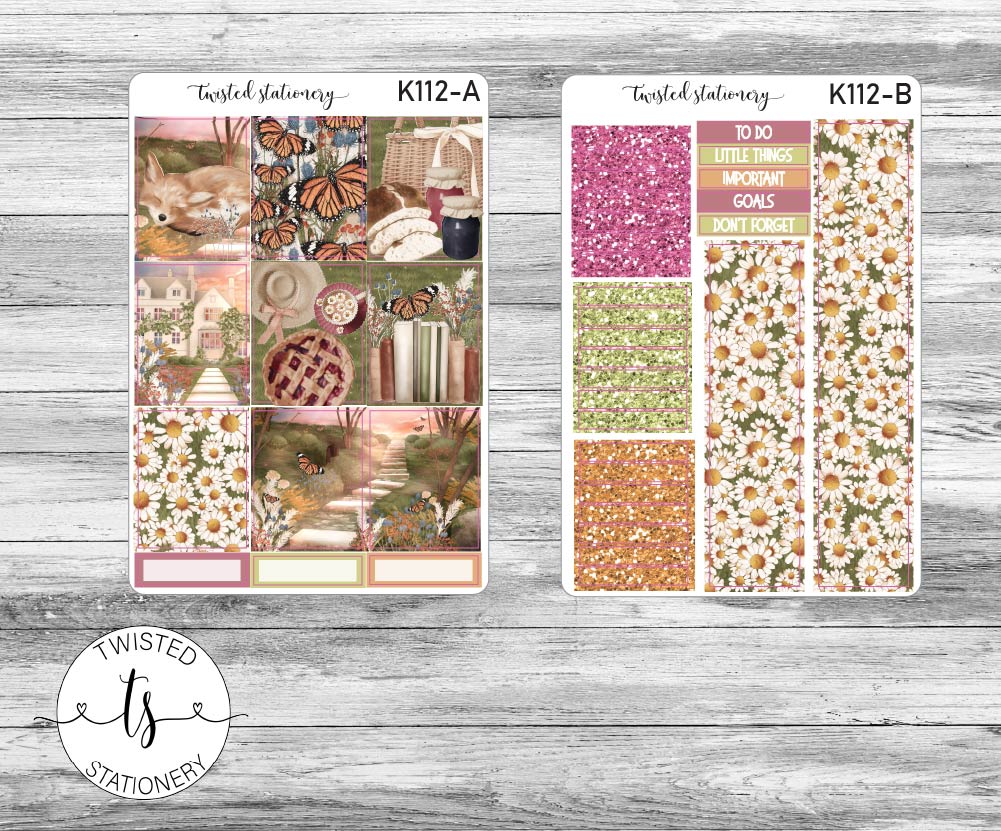 Wildflower Weekly Kit Stickers, Planner Stickers, Scrapbooking, Bullet Journals, No White Space Kit, Vertical Planner Stickers