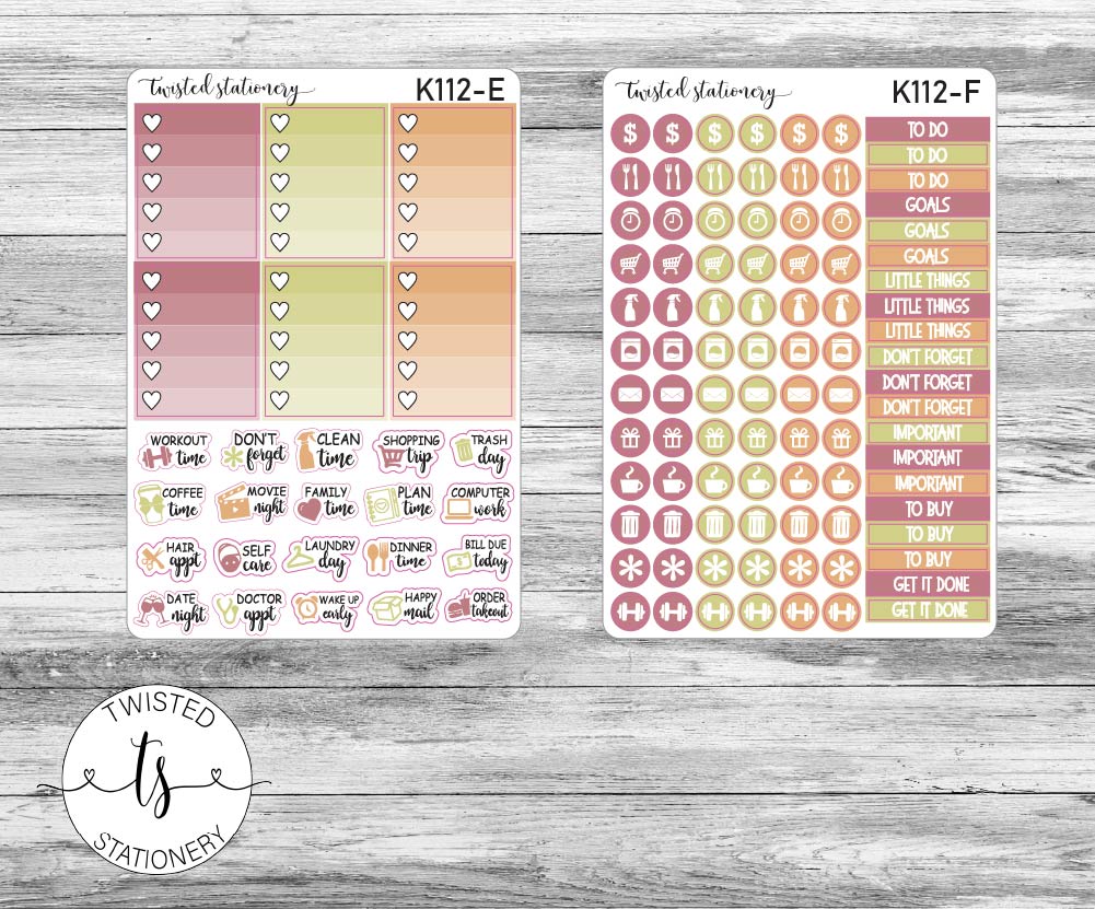 Wildflower Weekly Kit Stickers, Planner Stickers, Scrapbooking, Bullet Journals, No White Space Kit, Vertical Planner Stickers