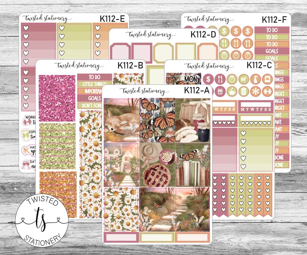 Wildflower Weekly Kit Stickers, Planner Stickers, Scrapbooking, Bullet Journals, No White Space Kit, Vertical Planner Stickers