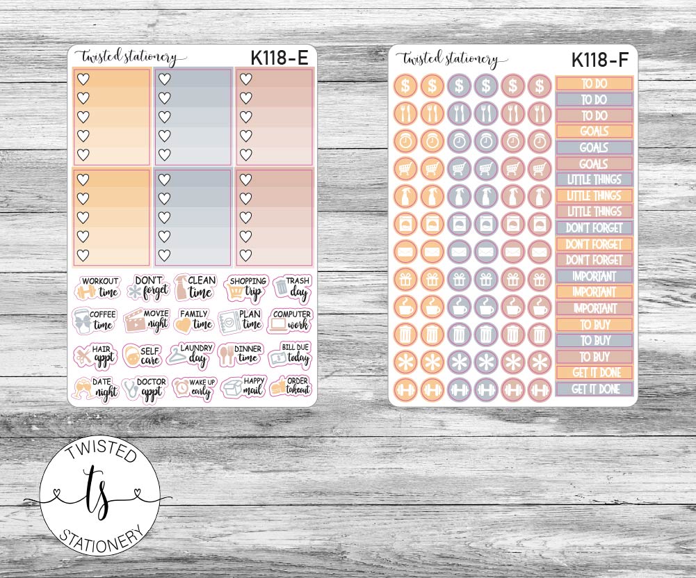 Autumn Home Weekly Kit Stickers, Planner Stickers, Scrapbooking, Bullet Journals, No White Space Kit, Vertical Planner Stickers