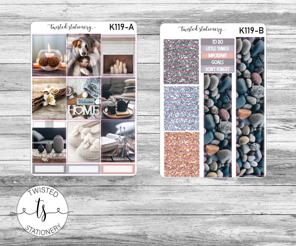 Cozy Photo Weekly Kit Stickers, Planner Stickers, Scrapbooking, Bullet Journals, No White Space Kit, Vertical Planner Stickers