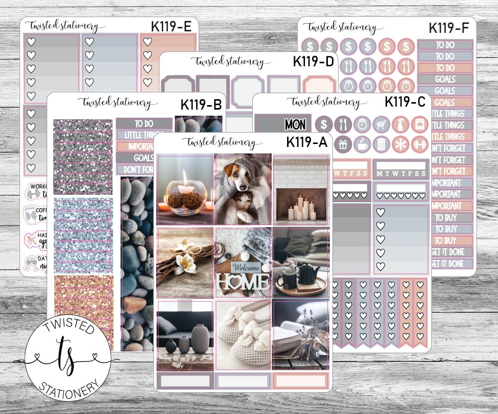 Cozy Photo Weekly Kit Stickers, Planner Stickers, Scrapbooking, Bullet Journals, No White Space Kit, Vertical Planner Stickers
