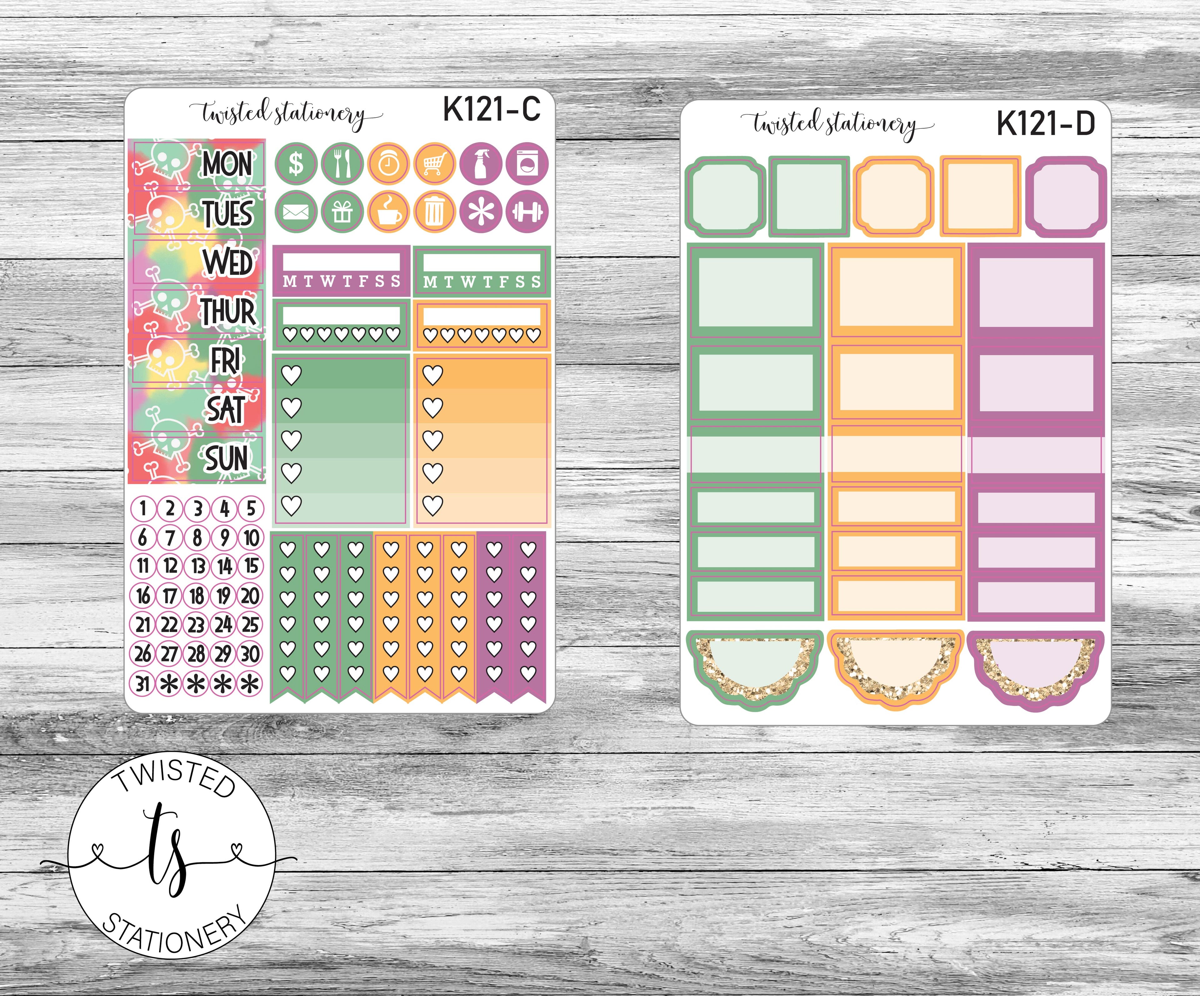 Hocus Pocus Weekly Kit Stickers, Planner Stickers, Scrapbooking, Bullet Journals, No White Space Kit, Vertical Planner Stickers
