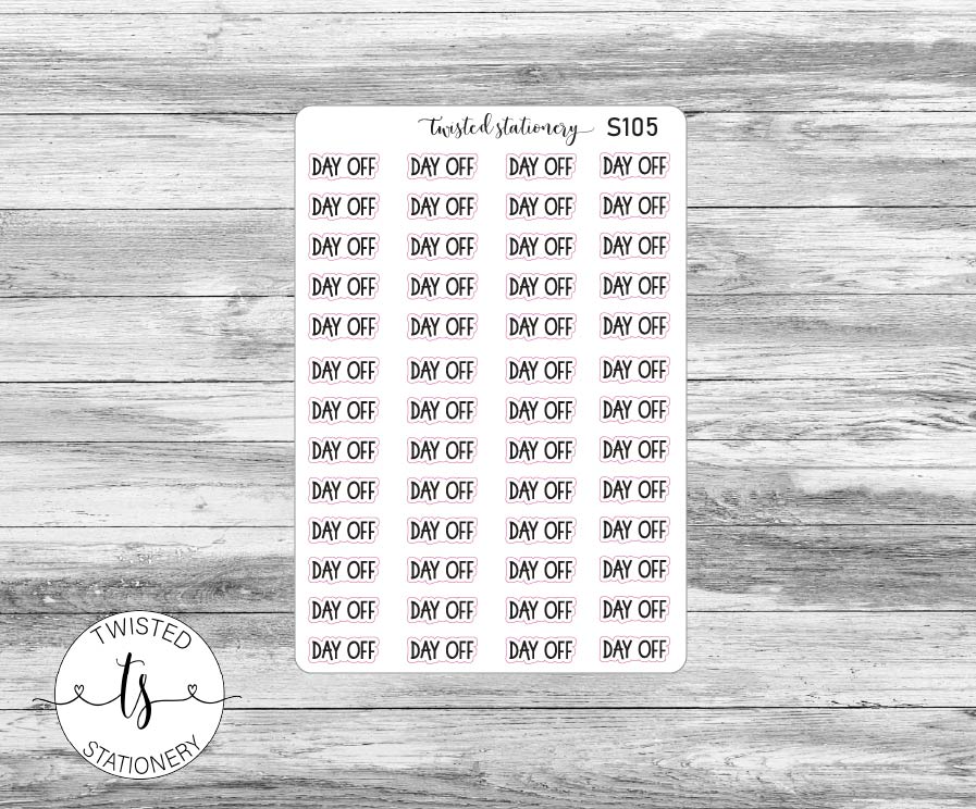 Day Off Script Stickers, Planner Stickers, Scrapbooking, Bullet Journals