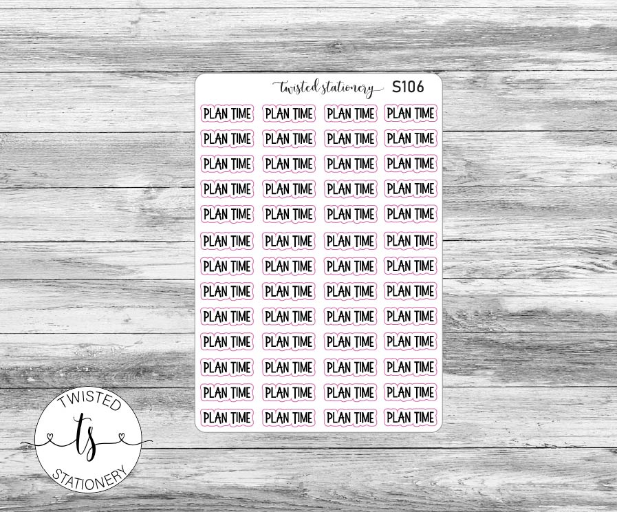 Plan Time Script Stickers, Planner Stickers, Scrapbooking, Bullet Journals
