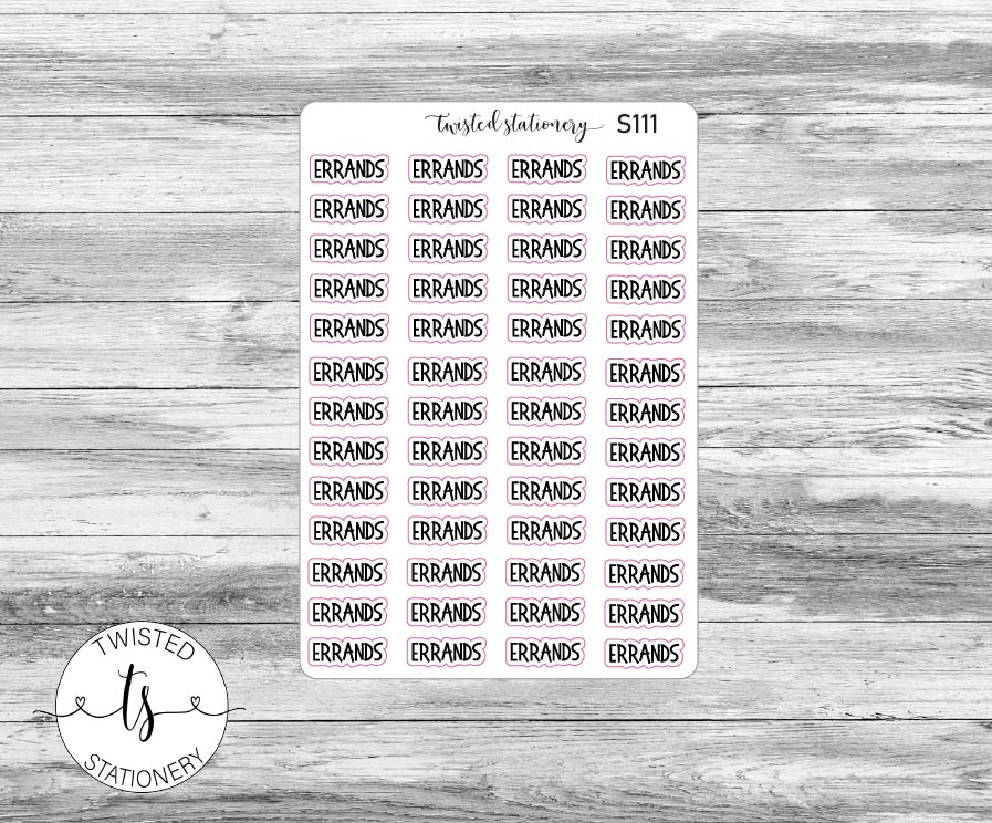Errands Script Stickers, Planner Stickers, Scrapbooking, Bullet Journals