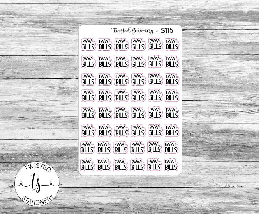Ewww...Bills Script Stickers, Planner Stickers, Scrapbooking, Bullet Journals