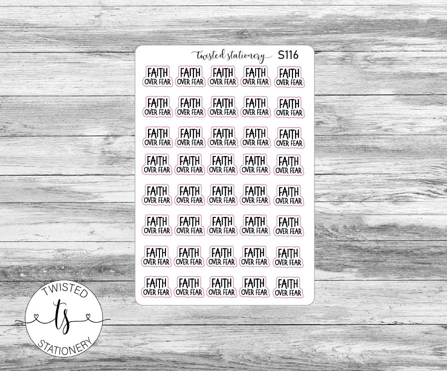 Faith Over Fear Script Stickers, Planner Stickers, Scrapbooking, Bullet Journals