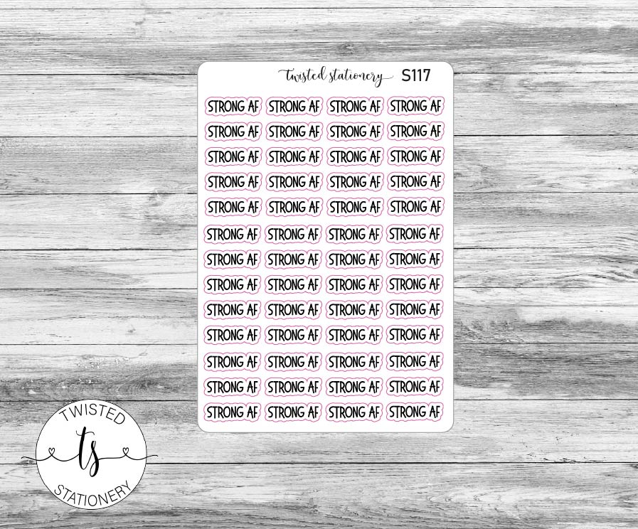 Strong AF Script Stickers, Planner Stickers, Scrapbooking, Bullet Journals