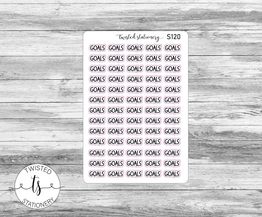 Goals Script Stickers, Planner Stickers, Scrapbooking, Bullet Journals