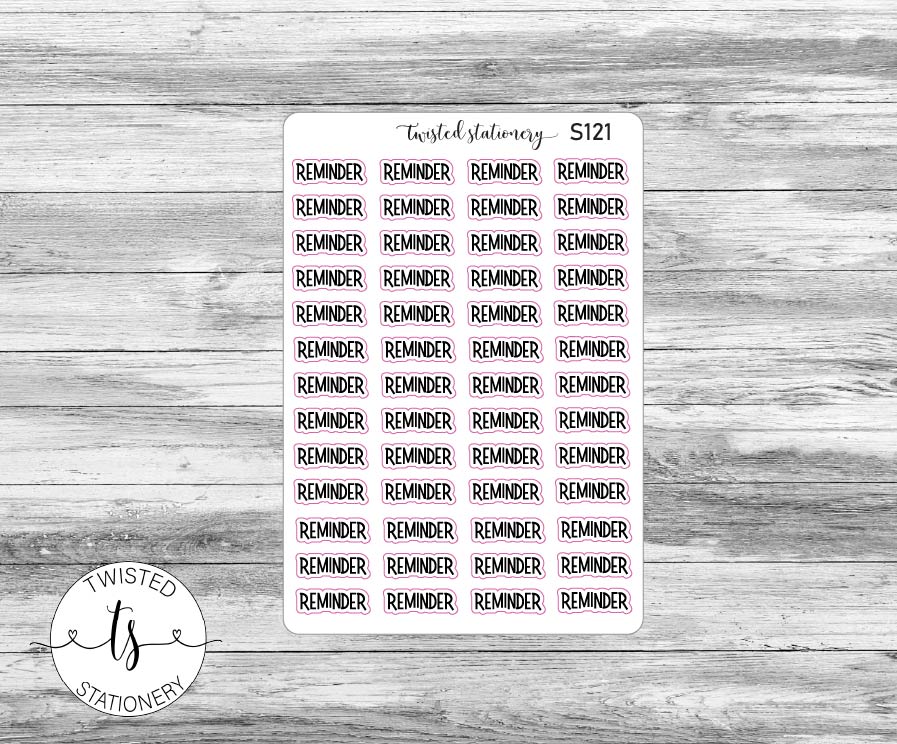 Reminder Script Stickers, Planner Stickers, Scrapbooking, Bullet Journals