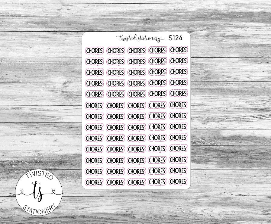 Chores Script Stickers, Planner Stickers, Scrapbooking, Bullet Journals