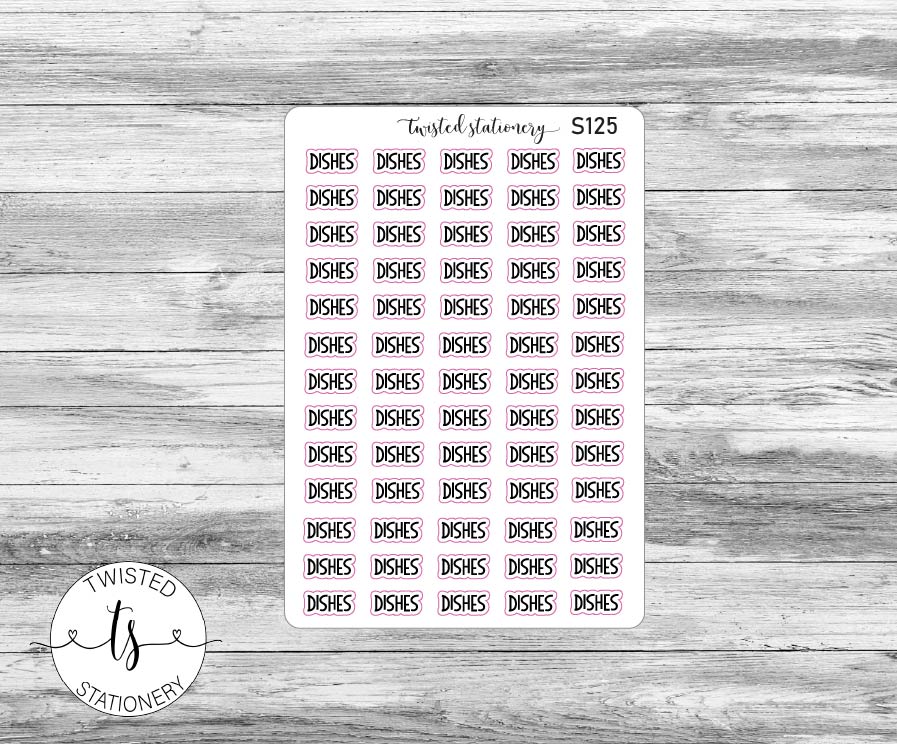 Dishes Script Stickers, Planner Stickers, Scrapbooking, Bullet Journals