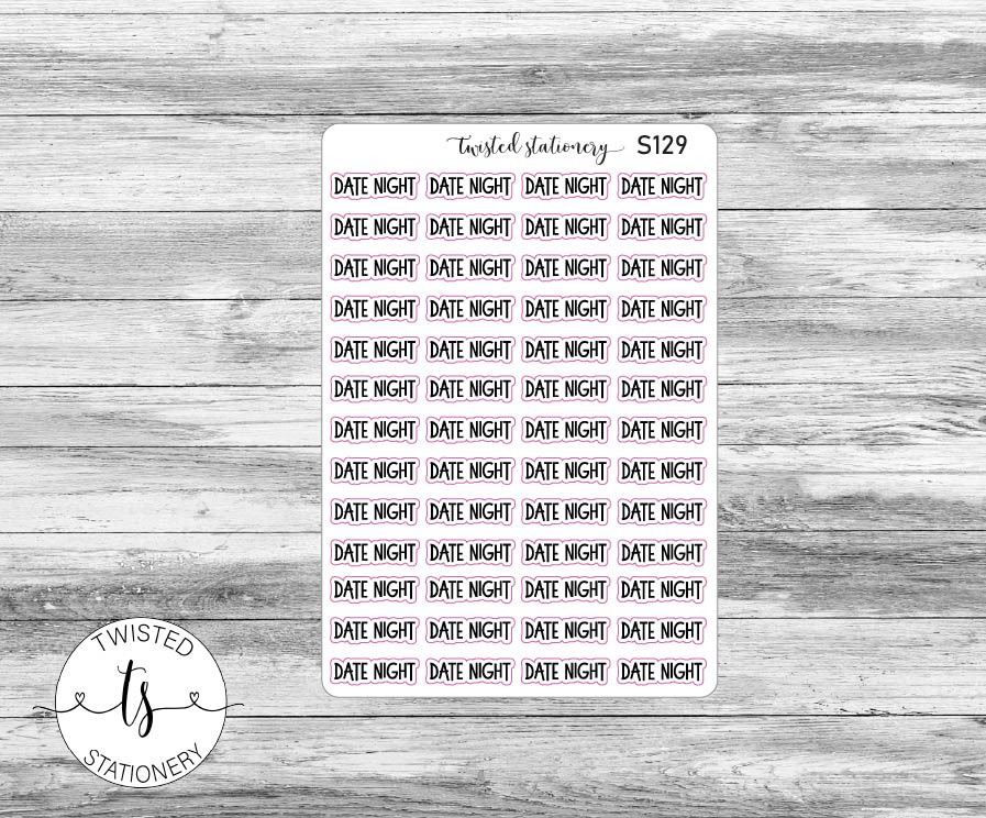 Date Night Script Stickers, Planner Stickers, Scrapbooking, Bullet Journals