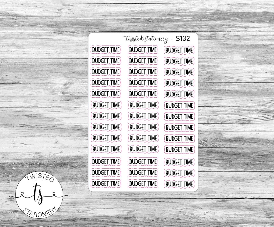Budget Time Script Stickers, Planner Stickers, Scrapbooking, Bullet Journals