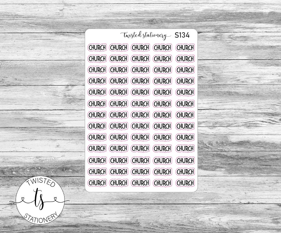 Church Script Stickers, Planner Stickers, Scrapbooking, Bullet Journals