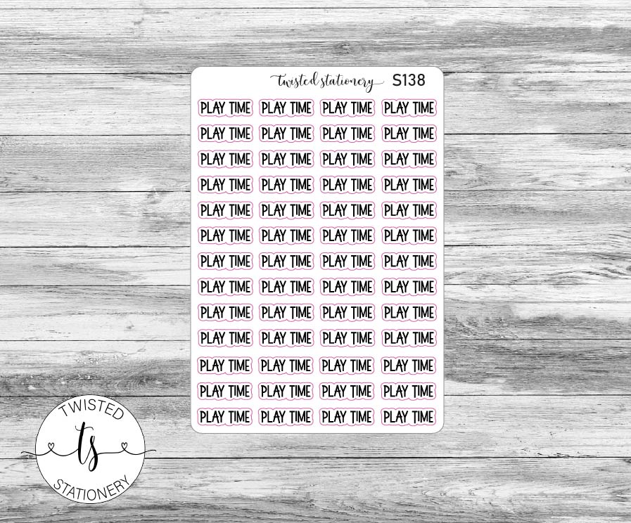 Play Time Script Stickers, Planner Stickers, Scrapbooking, Bullet Journals