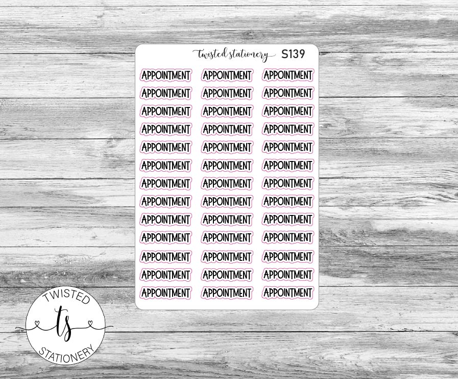 Appointment Script Stickers, Planner Stickers, Scrapbooking, Bullet Journals