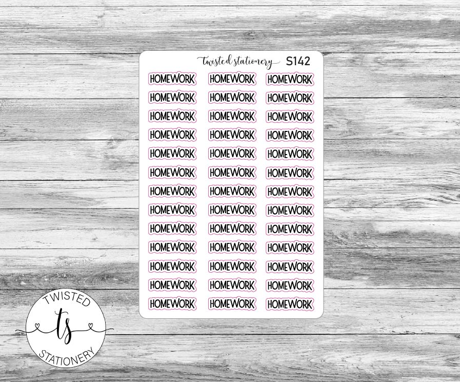 Homework Script Stickers, Planner Stickers, Scrapbooking, Bullet Journals
