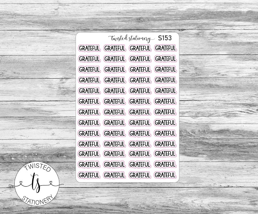 Grateful Script Stickers, Planner Stickers, Scrapbooking, Bullet Journals